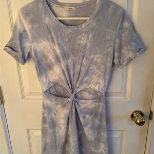La Hearts Powder Blue Tie-Dye Cutout Tee Dress